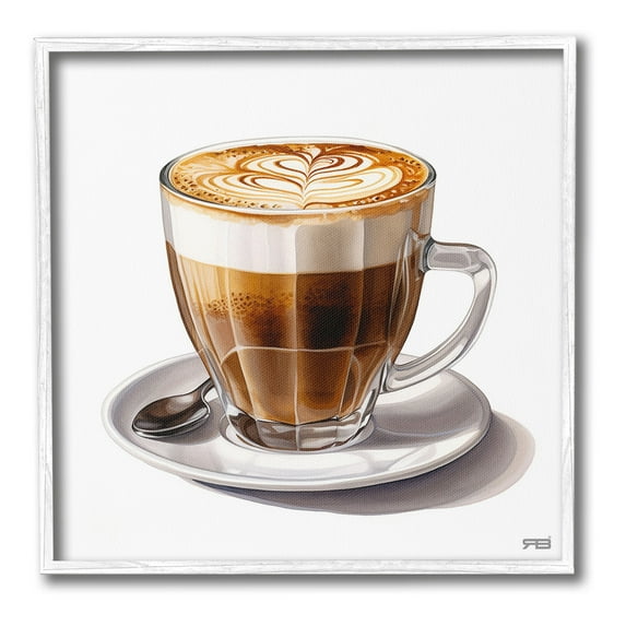 Stupell Industries Latte with Milk Pattern Food & Beverage Painting White Framed Art Print Wall Art, 24 x 24