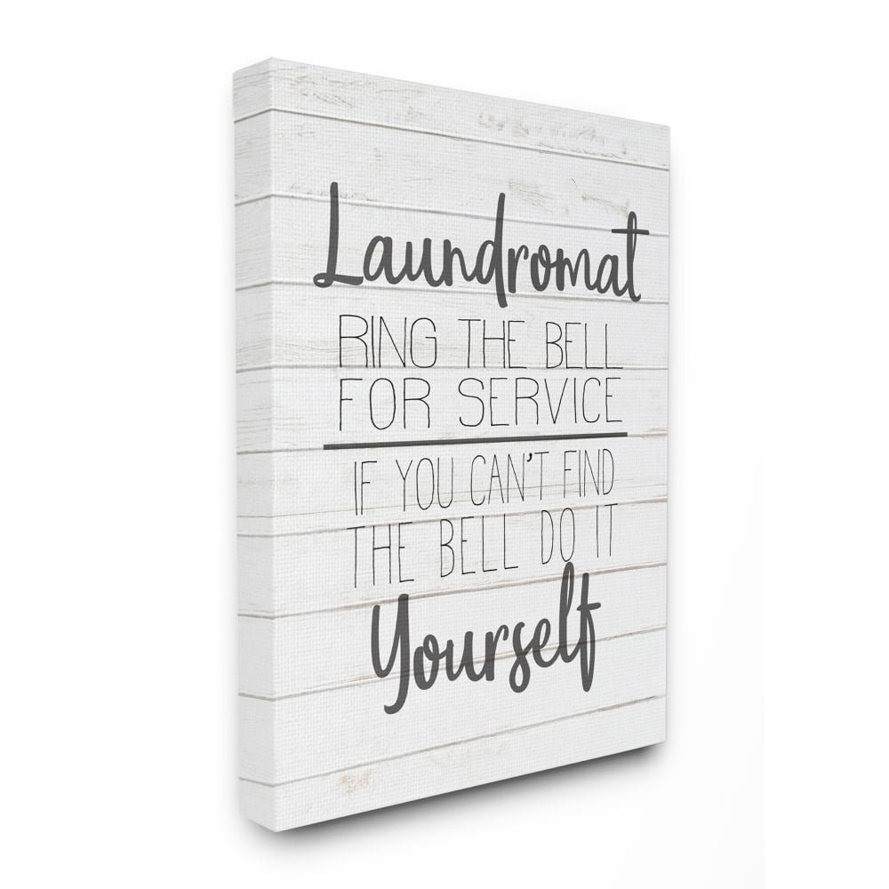 Stupell Industries Laundromat Funny Word Bathroom Laundry Black And White Design Canvas Wall Art by Kimberly Allen