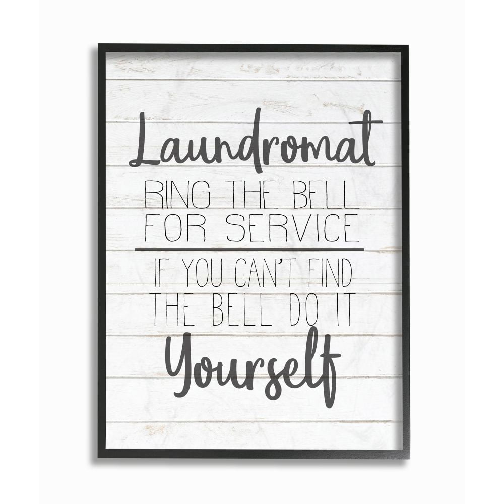 Stupell Industries Laundromat Funny Word Bathroom Laundry Black And White Design Framed Giclee Texturized Art by Kimberly Allen