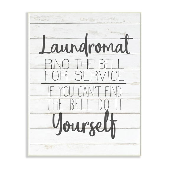 Stupell Industries Laundromat Funny Word Bathroom Laundry Black And White Design Wall Plaque Art by Kimberly Allen