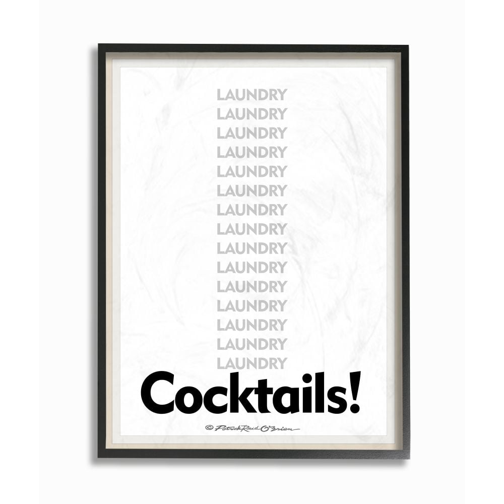 Stupell Industries Laundry And Cocktails Funny Word Design Framed Wall Art by Patrick Reid O'Brien