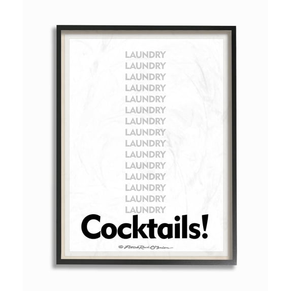 Stupell Industries Laundry And Cocktails Funny Word Design Framed Wall Art by Patrick Reid O'Brien