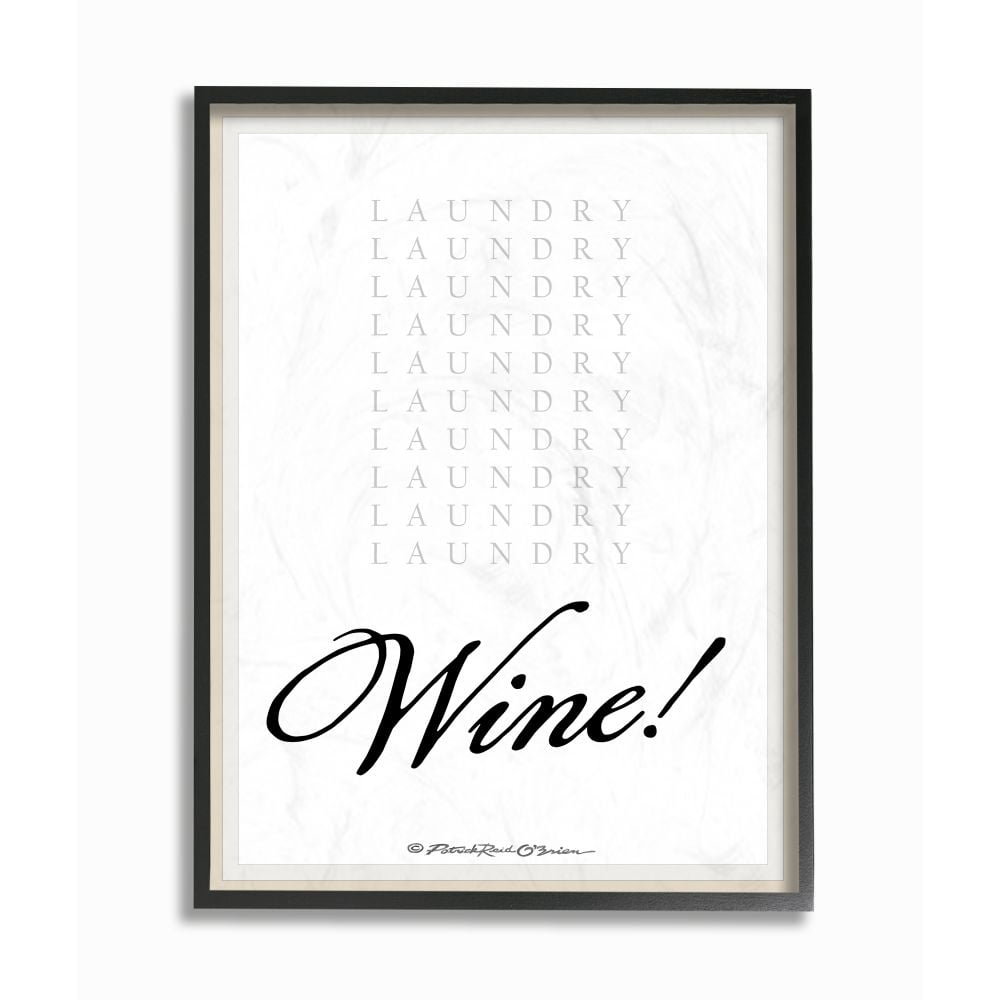 Stupell Industries Laundry And Wine Funny Word Design Framed Wall Art by Patrick Reid O'Brien