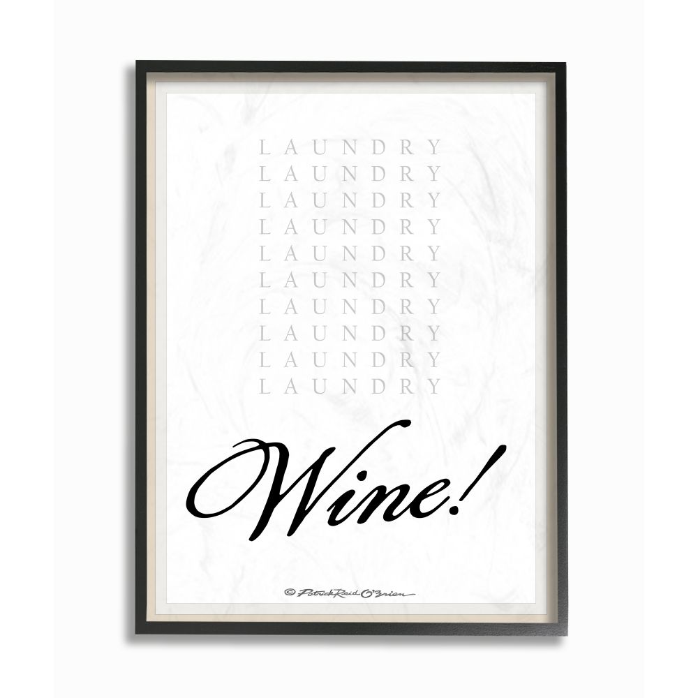 Stupell Industries Laundry And Wine Funny Word Design Graphic Art Black Framed Art Print Wall Art, 16x20, by Patrick Reid O'Brien