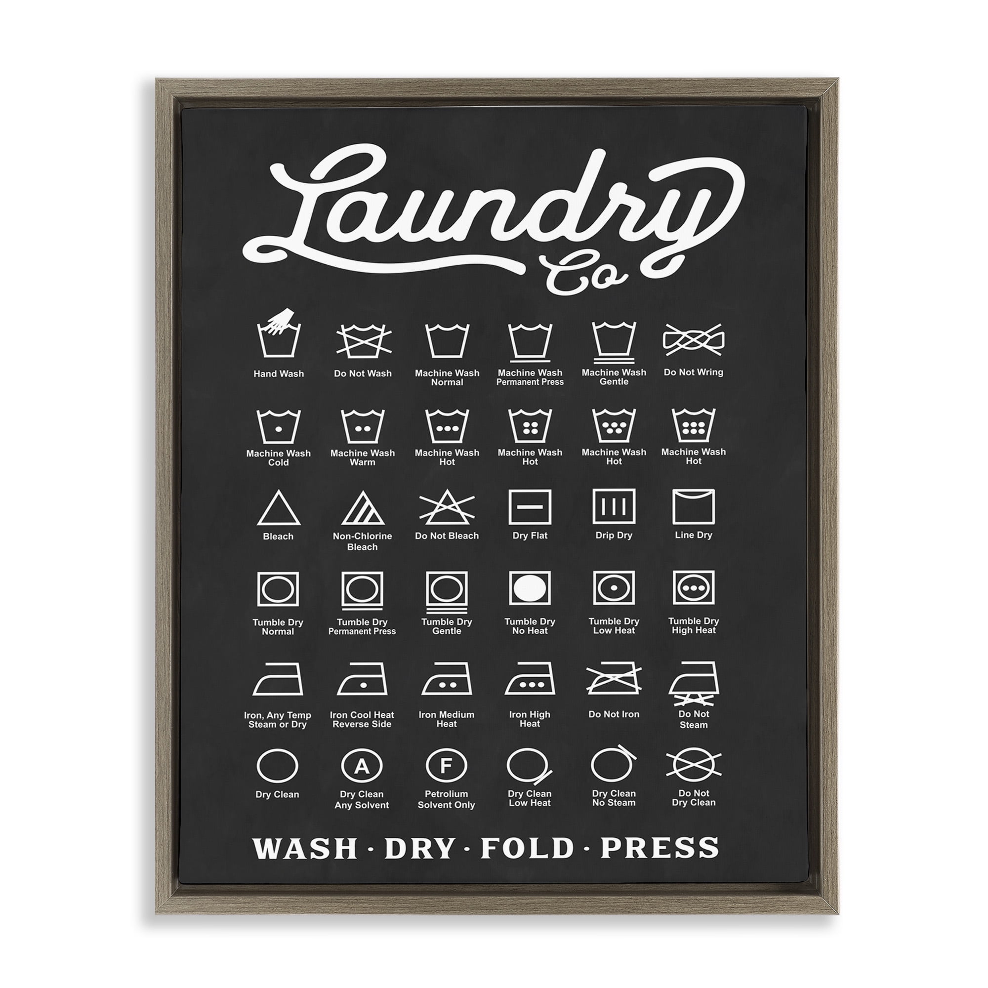 Stupell Industries Laundry Business Symbols Chart Abstract Painting Brown Floater Framed Canvas Art Print Wall Art, 17 x 21