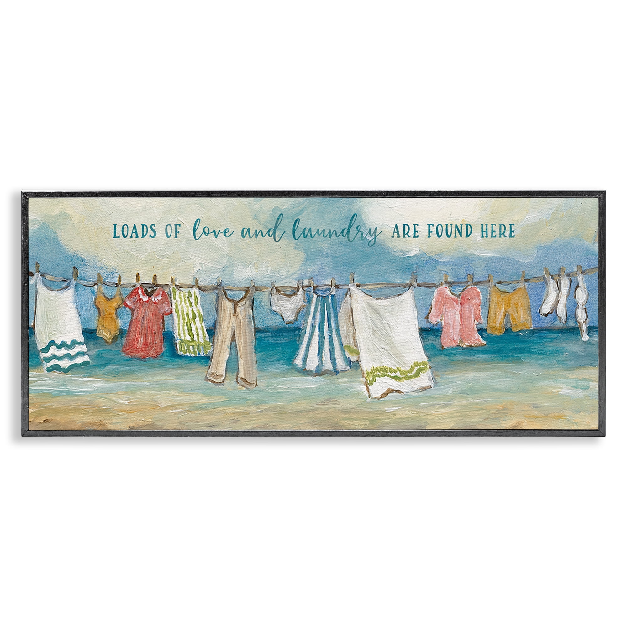 Stupell Industries Laundry By The Sea Black Framed Giclee Art, design by Charlene Olson