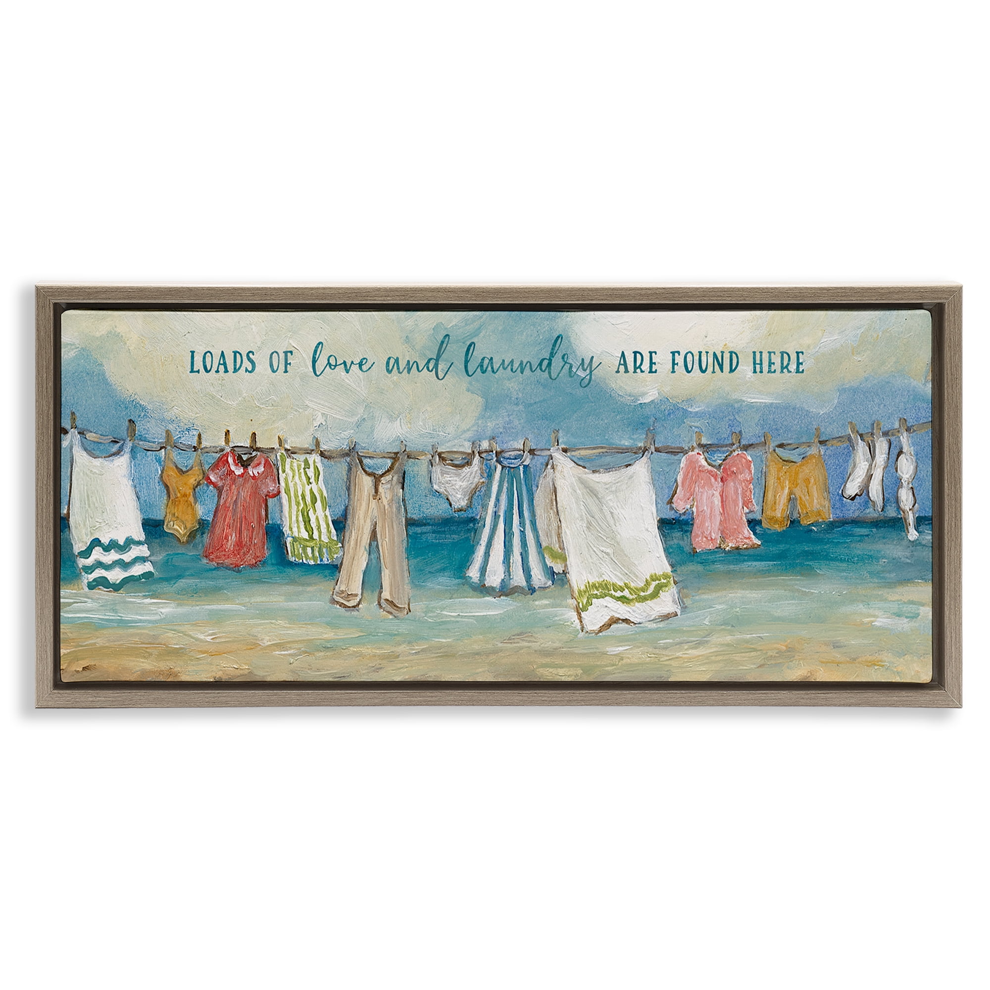 Stupell Industries Laundry By The Sea Brown Framed Floater Canvas Wall Art, design by Charlene Olson
