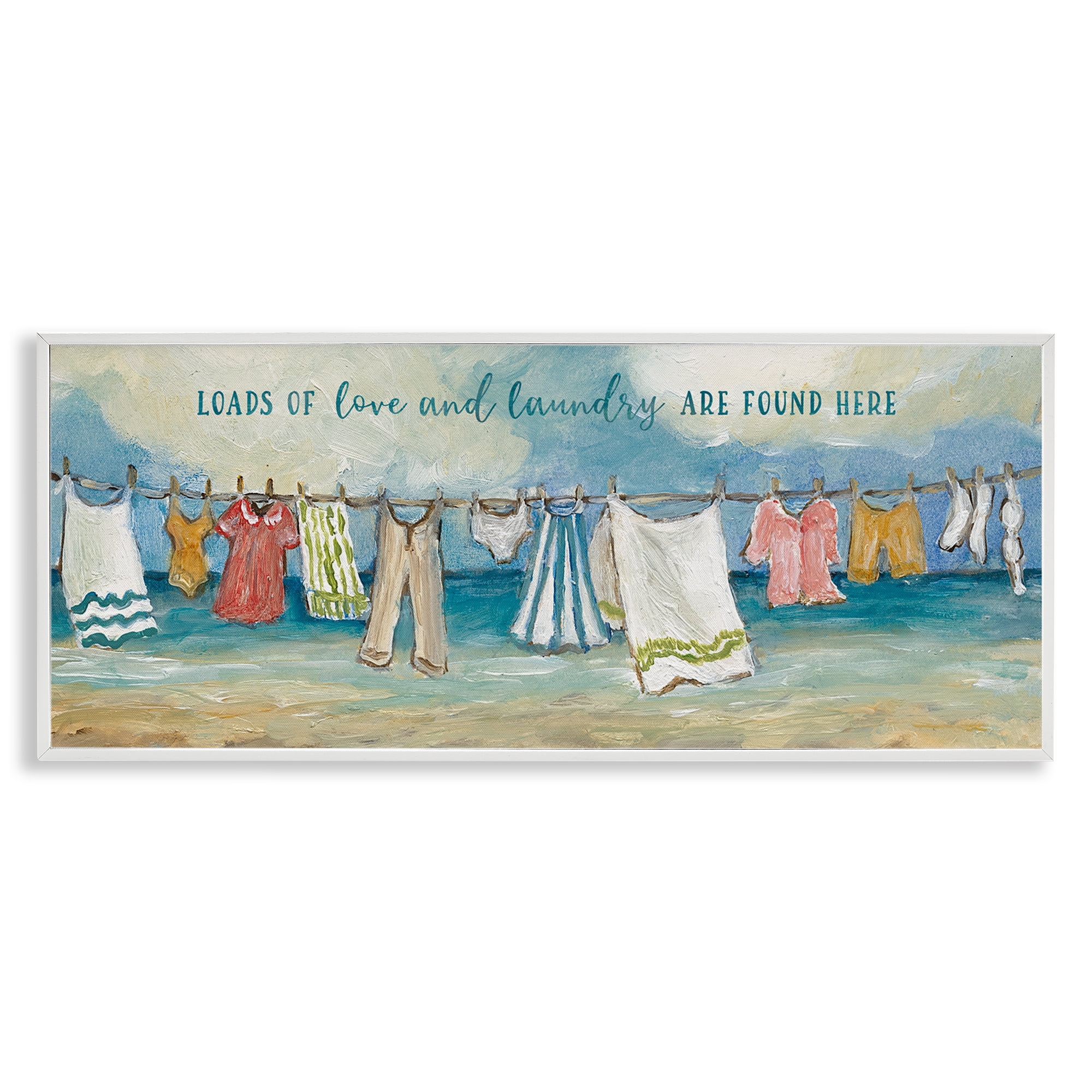 Stupell Industries Laundry By The Sea White Framed Giclee Art, design by Charlene Olson