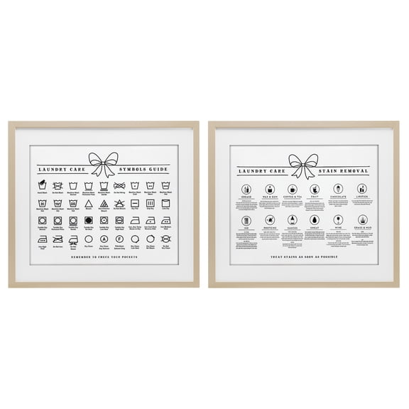 Stupell Industries Laundry Care & Stain Removal Charts 2 Piece Birch Framed Print Under Glass Set design by Lettered and Lined, 13 x 16