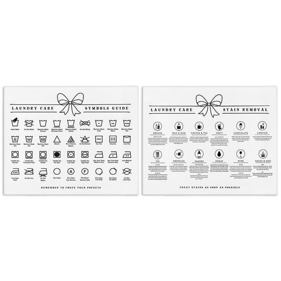 Stupell Industries Laundry Care & Stain Removal Charts 2 Piece Canvas Wall Art Set design by Lettered and Lined, 16 x 20