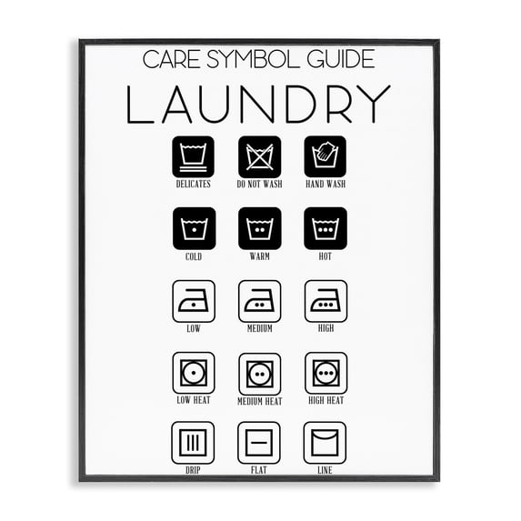 Stupell Industries Modern Laundry Care Symbol Guide Black Framed Giclee Art, 11 x 14, by SD Graphics Studio
