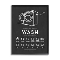 Stupell Industries Laundry Care Symbols Diagram Washing Machine Chart Graphic Art Black Framed Art Print Wall Art, Design by Lettered and Lined