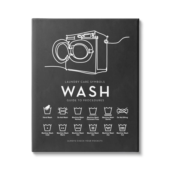 Stupell Industries Laundry Care Symbols Diagram Washing Machine Chart Graphic Art Gallery Wrapped Canvas Print Wall Art, Design by Lettered and Lined