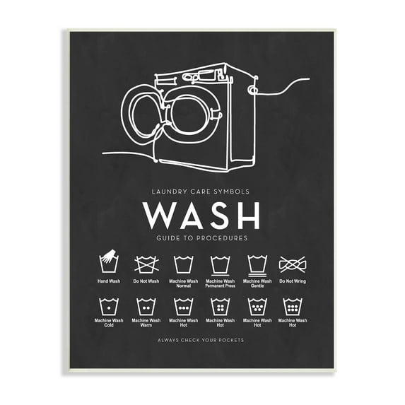 Stupell Industries Laundry Care Symbols Diagram Washing Machine Chart Graphic Art Unframed Art Print Wall Art, Design by Lettered and Lined