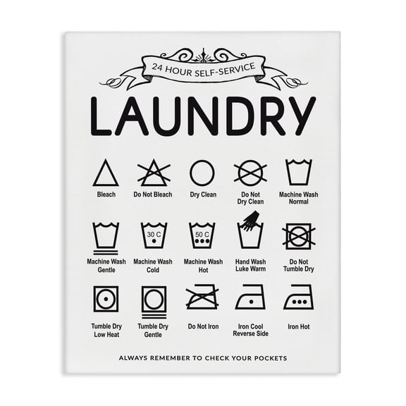 Stupell Industries Laundry Care Symbols with Banner Canvas Wall Art design by Lettered and Lined, 30 x 24