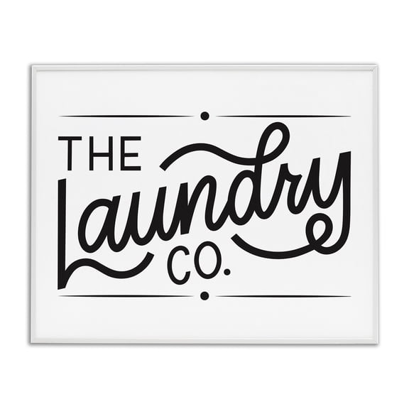 Stupell Industries Shabby Chic Laundry Co. Bold Cursive Typography Sign White Framed Giclee Art, 14 x 11, by Jalynn Heerdt