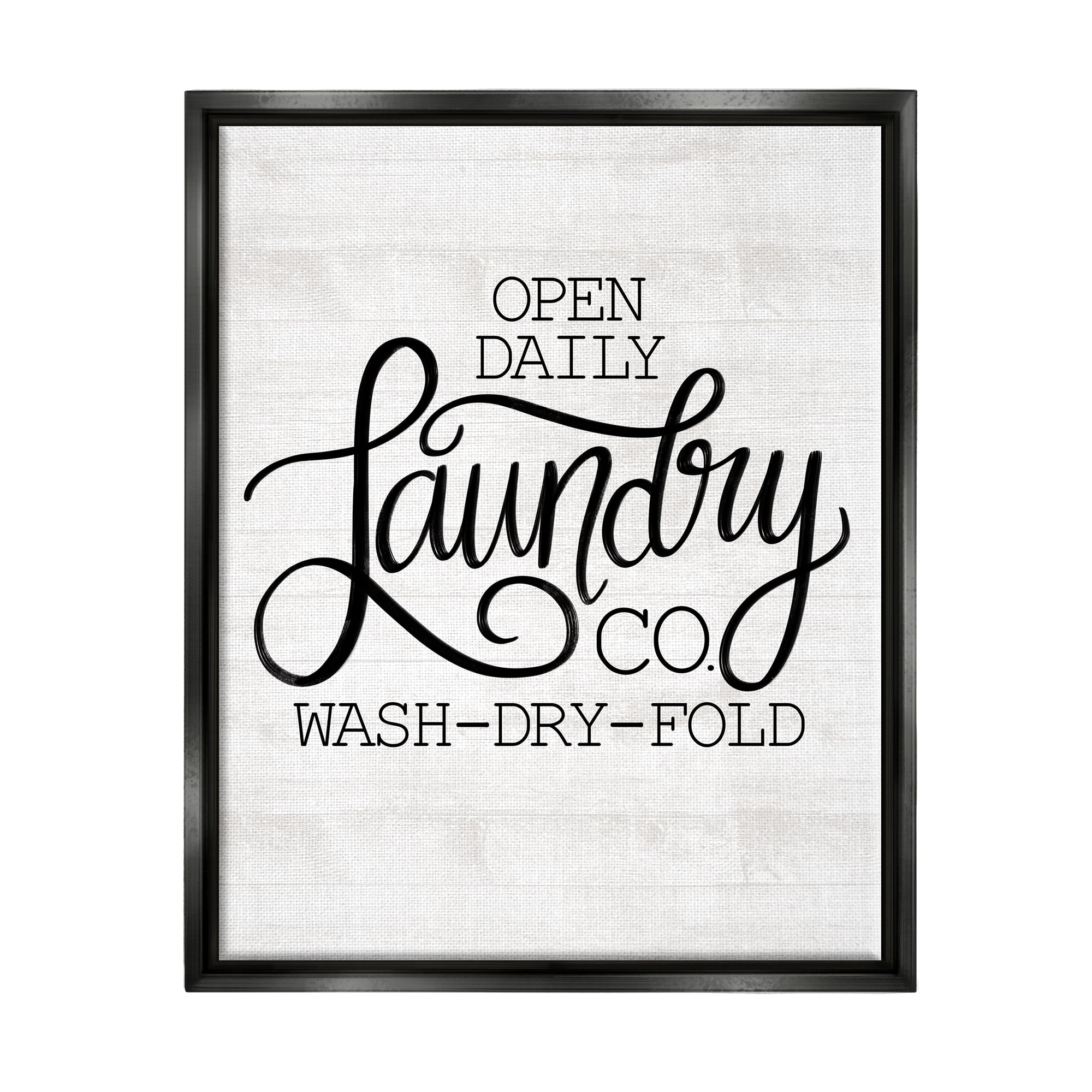 Stupell Industries Laundry Co Farmhouse Bathroom Typography Painting Black Floater Framed Art Print Wall Art