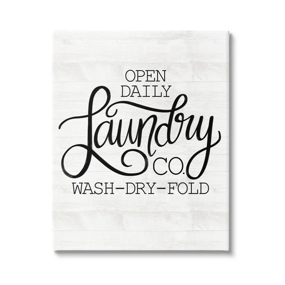 Stupell Industries Laundry Co Farmhouse Bathroom Typography Painting Gallery Wrapped Canvas Print Wall Art
