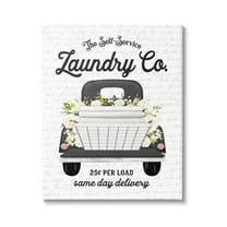 Stupell Industries Laundry Co. White Flower Bouquet Truck Service Graphic Art Gallery Wrapped Canvas Print Wall Art, Design by Lettered and Lined