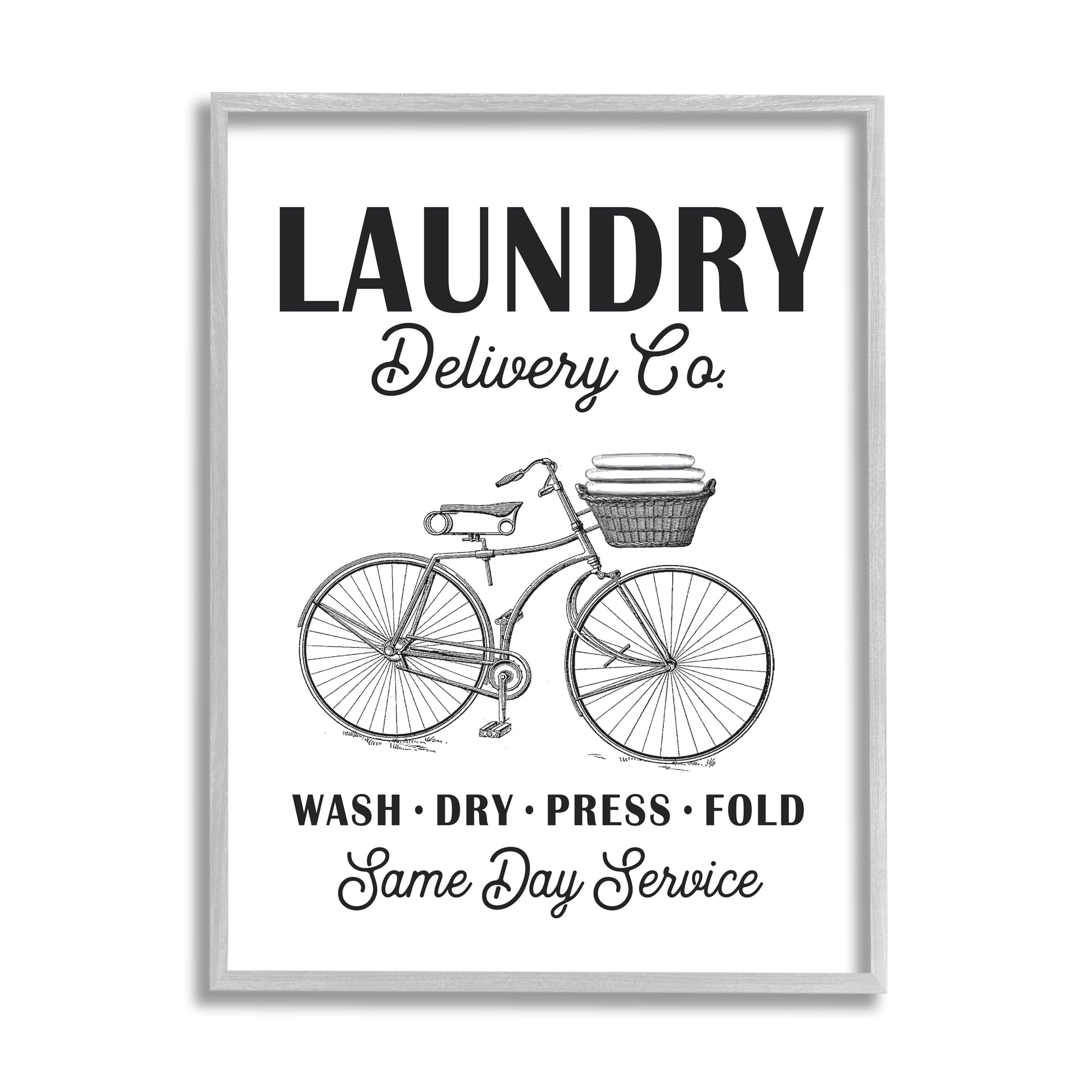 Stupell Industries Laundry Delivery Co. Vintage Bicycle Towel Basket, 16 x 20, Designed by Lettered and Lined