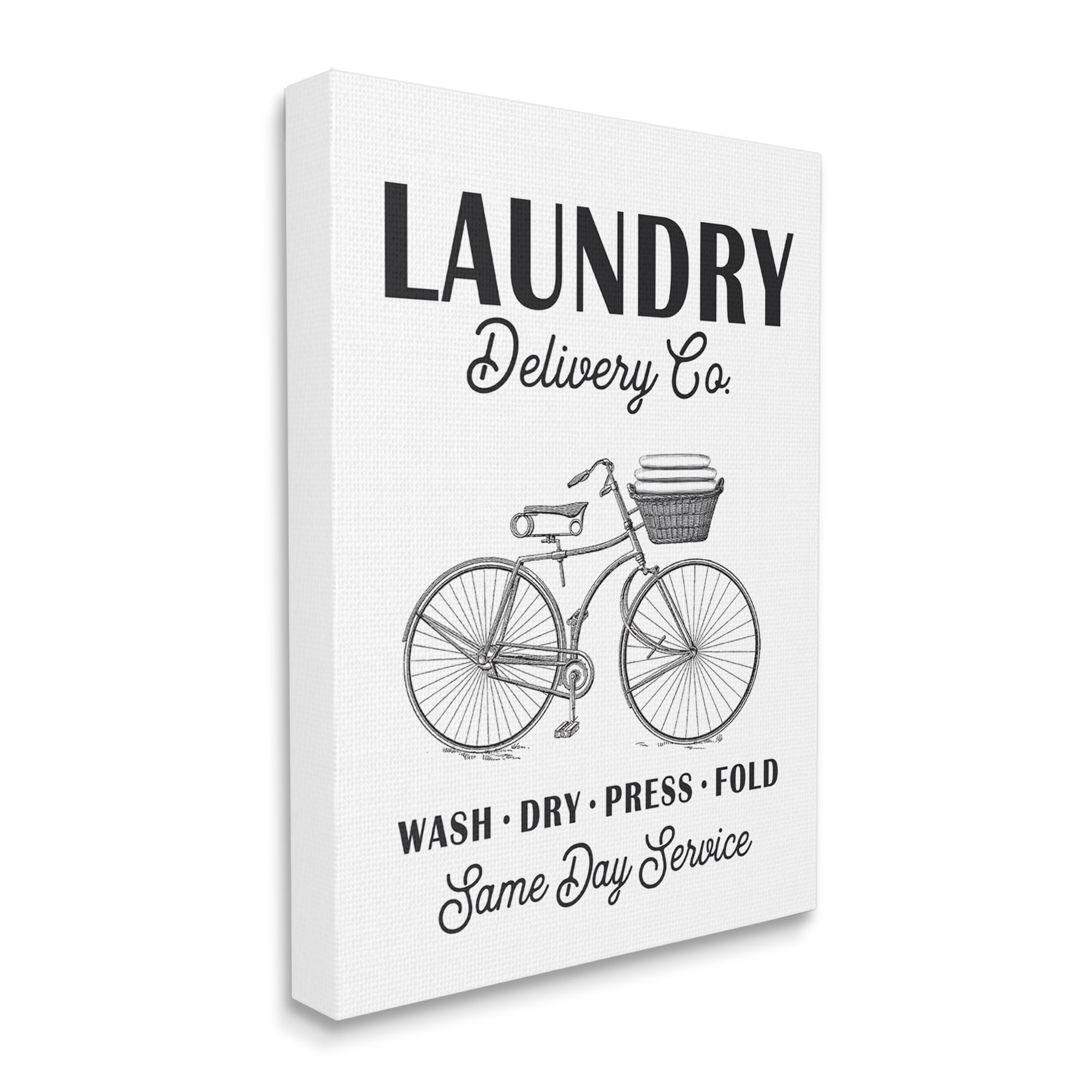 Stupell Industries Laundry Delivery Co. Vintage Bicycle Towel Basket, 30 x 40, Designed by Lettered and Lined