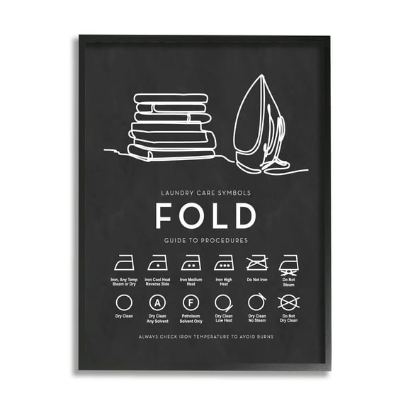Stupell Industries Laundry Diagram Symbols Chart Ironing Folding Guide Graphic Art Black Framed Art Print Wall Art, Design by Lettered and Lined