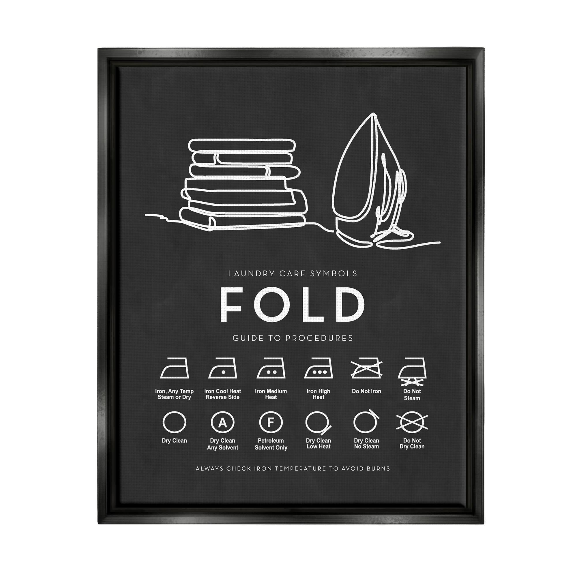 Stupell Industries Laundry Diagram Symbols Chart Ironing Folding Guide Graphic Art Jet Black Floating Framed Canvas Print Wall Art, Design by Lettered and Lined