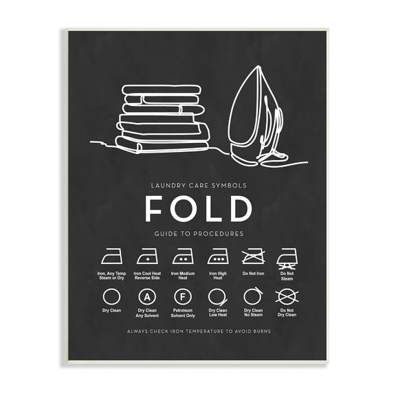 Stupell Industries Laundry Diagram Symbols Chart Ironing Folding Guide Graphic Art Unframed Art Print Wall Art, Design by Lettered and Lined