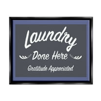 Stupell Industries Laundry Done Here Vintage Phrase Typography Painting Black Floater Framed Art Print Wall Art