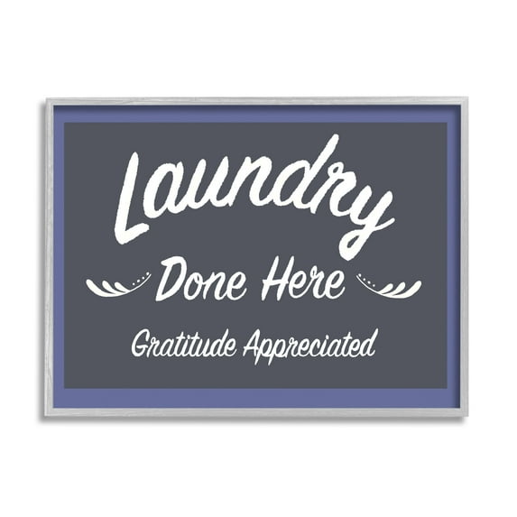 Stupell Industries Laundry Done Here Vintage Phrase Typography Painting Gray Framed Art Print Wall Art
