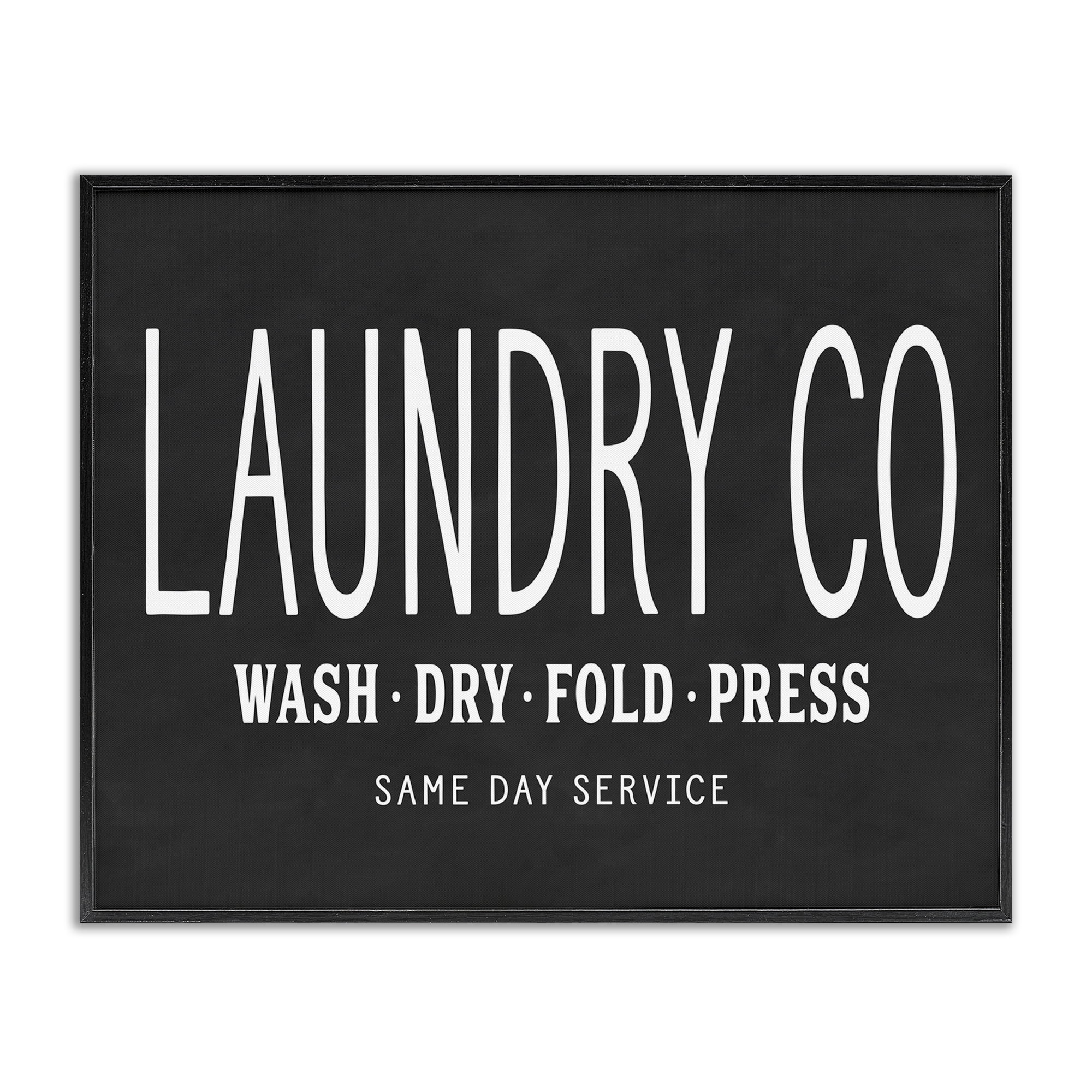 Stupell Industries Laundry Essentials Chalkboard Bath & Laundry Painting Black Framed Art Print Wall Art, 20 x 16
