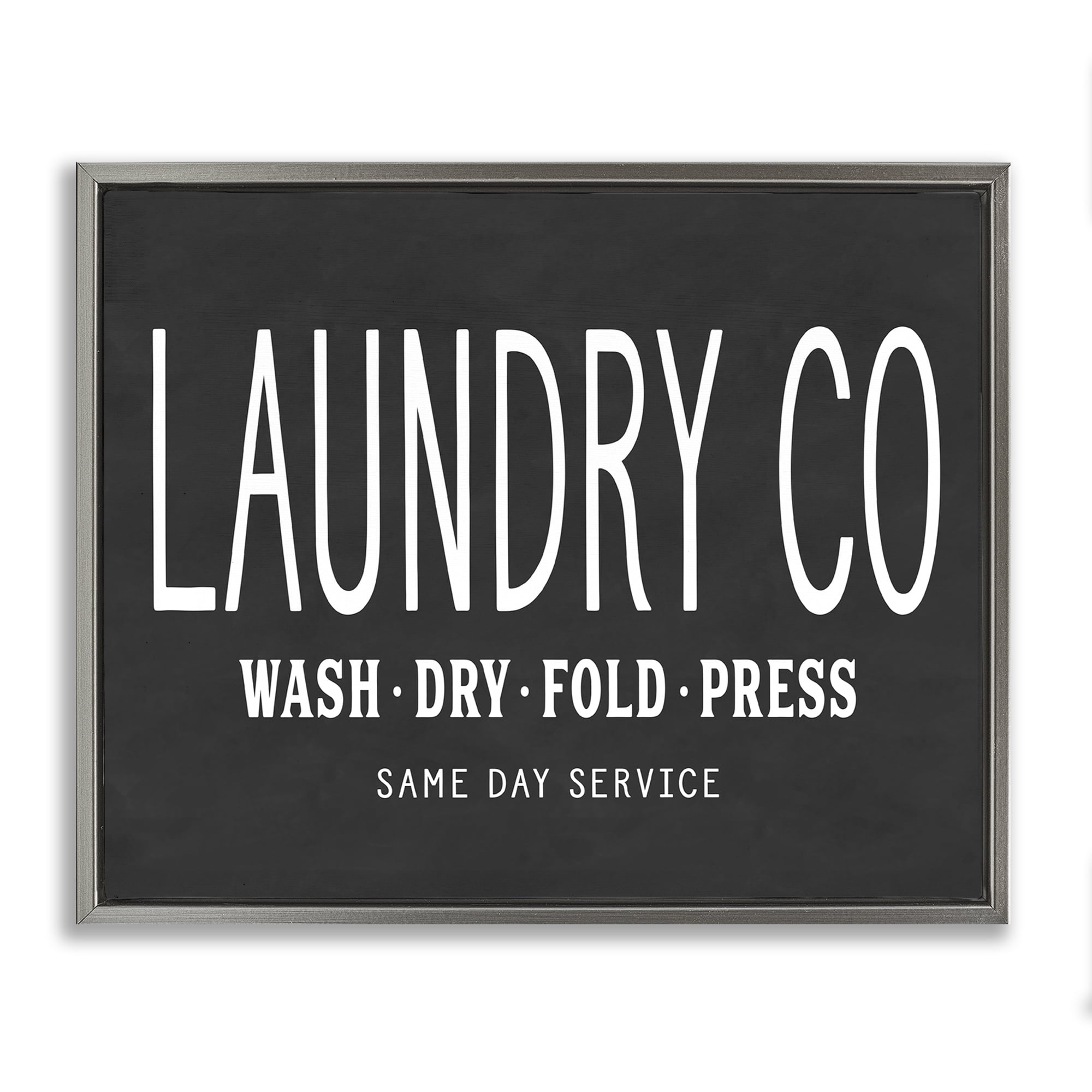 Stupell Industries Laundry Essentials Chalkboard Bath & Laundry Painting Gray Floater Framed Canvas Art Print Wall Art, 31 x 25