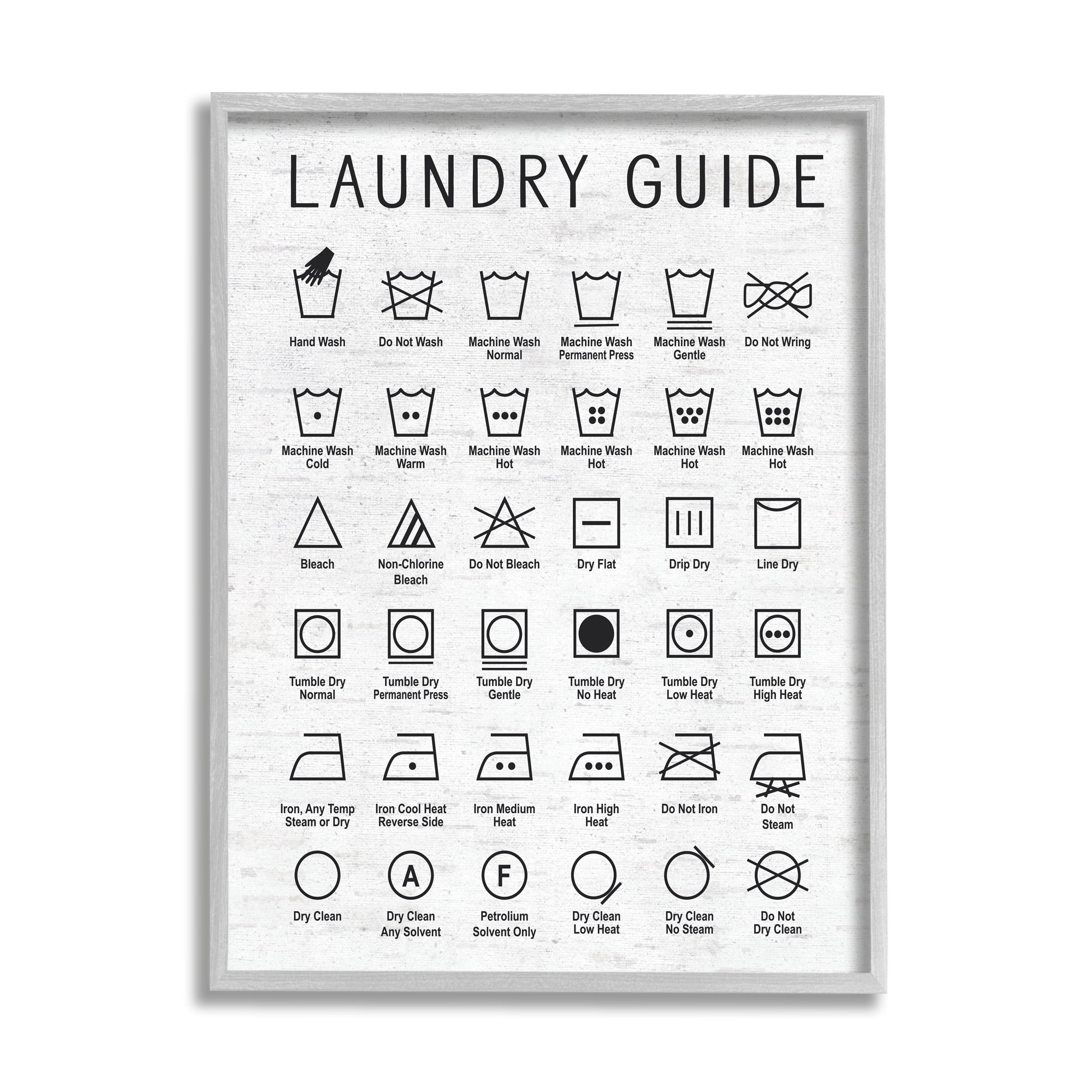 Stupell Industries Laundry Guide Simple Shapes Diagram Distressed Pattern,16 x 20,Designed by Lettered and Lined