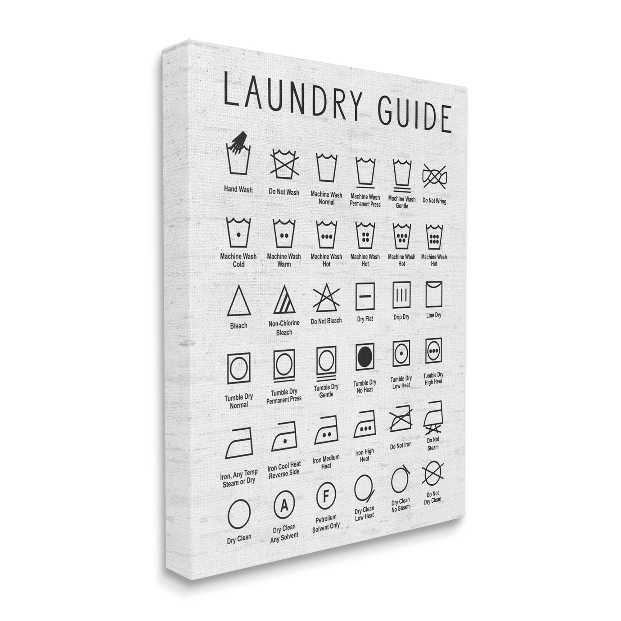 Stupell Industries Laundry Guide Simple Shapes Diagram Distressed Pattern,16 x 20,Designed by Lettered and Lined