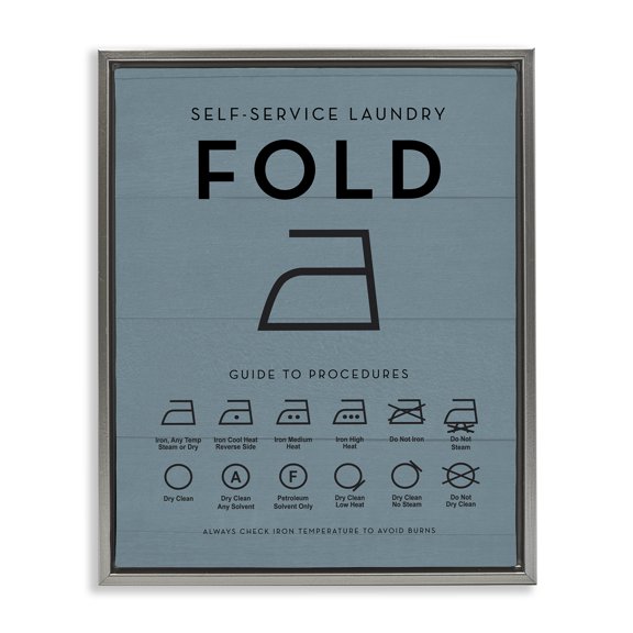 Stupell Industries Laundry Ironing Helpful Chart Country Charm Painting Gray Floater Framed Canvas Art Print Wall Art, 17 x 21
