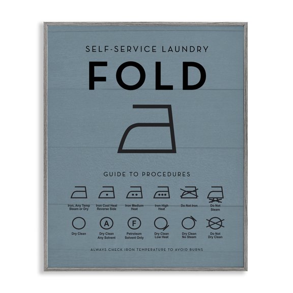 Stupell Industries Laundry Ironing Helpful Chart Country Charm Painting Gray Framed Art Print Wall Art, 16 x 20