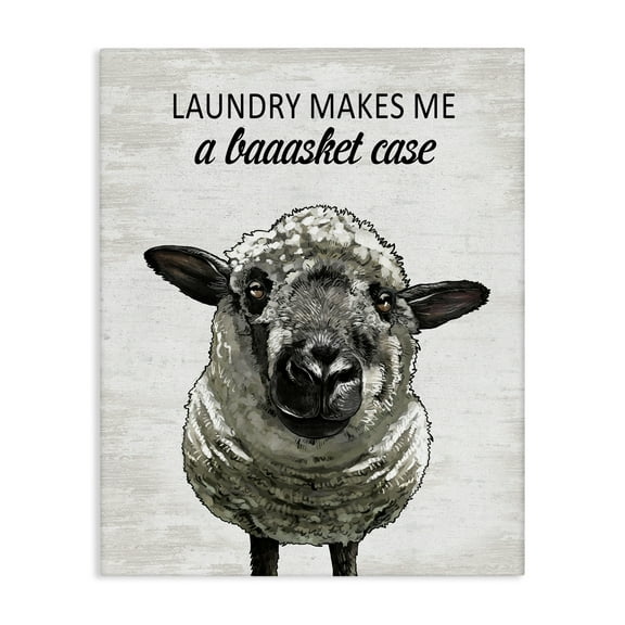 Stupell Industries Laundry Makes Me Basket Case Quotes and Sayings Painting Wrapped Canvas Canvas Art Print Wall Art, 24 x 30