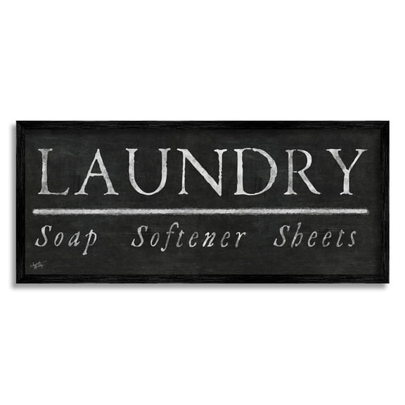 Stupell Industries Laundry Materials Black Rustic Chalkboard Signage Graphic Art Black Framed Art Print Wall Art, Design by Elizabeth Medley