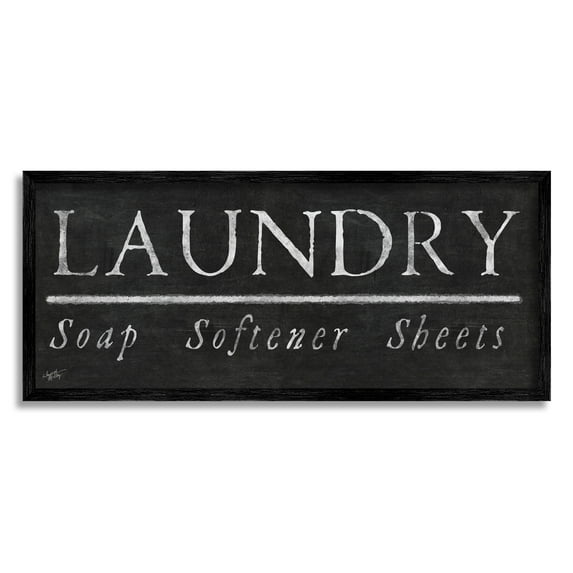 Stupell Industries Laundry Materials Black Rustic Chalkboard Signage Graphic Art Black Framed Art Print Wall Art, Design by Elizabeth Medley