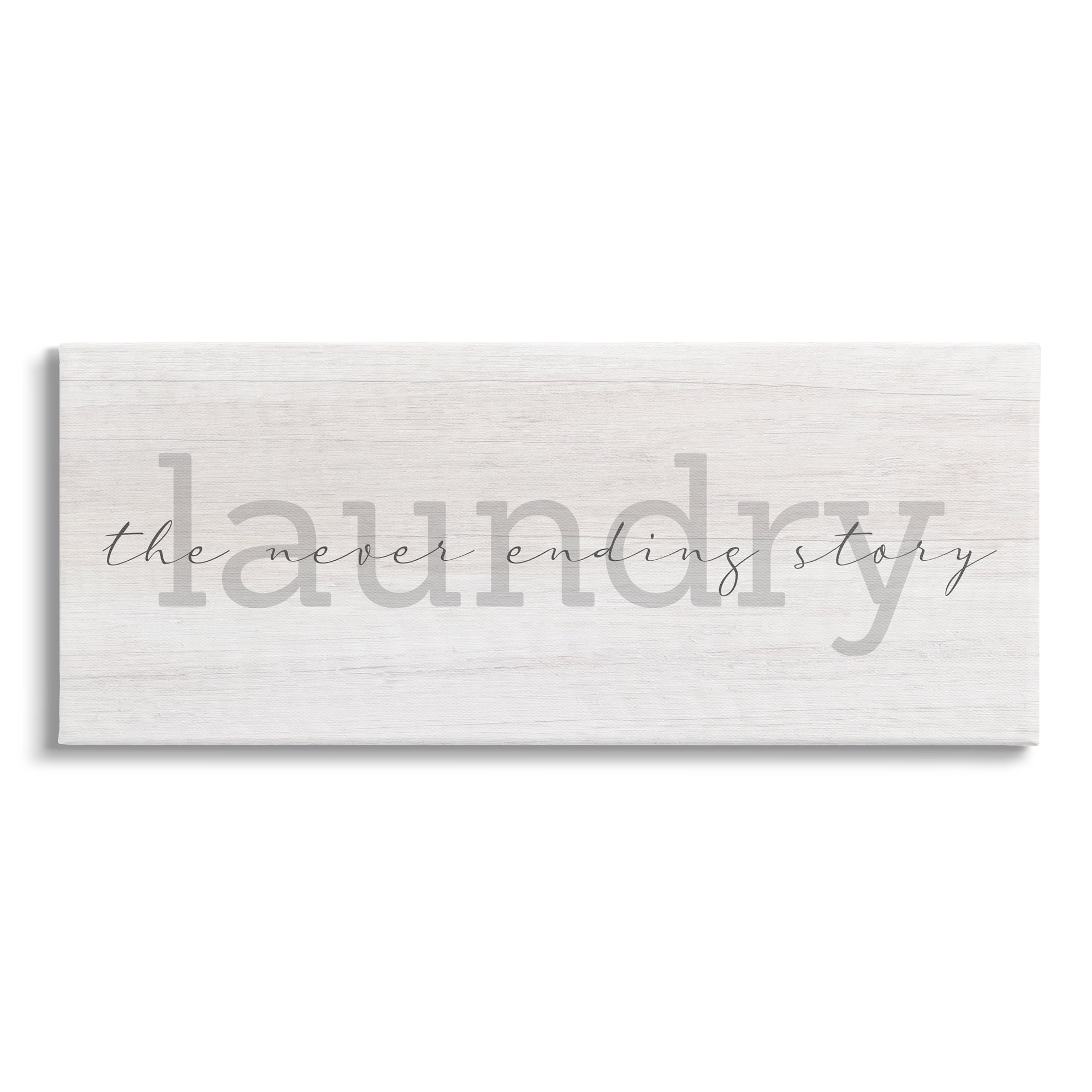Stupell Industries Laundry Never Ending Story Cursive Typography Sign Graphic Art Gallery Wrapped Canvas Print Wall Art, Design by Daphne Polselli
