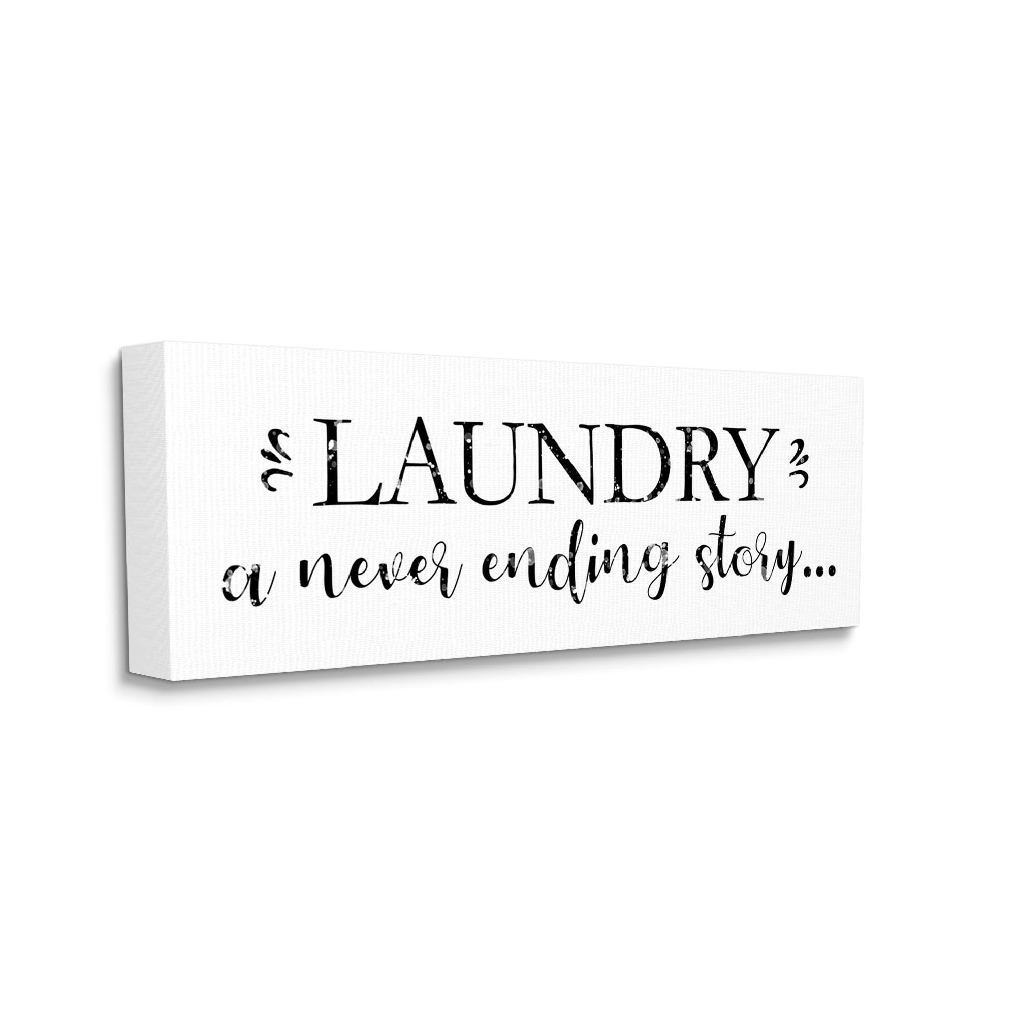 Stupell Industries Laundry Never Ending Story Expression Cleaning Phrase Inspirational Painting Gallery Wrapped Canvas Art Print Wall Art, 20 x 48