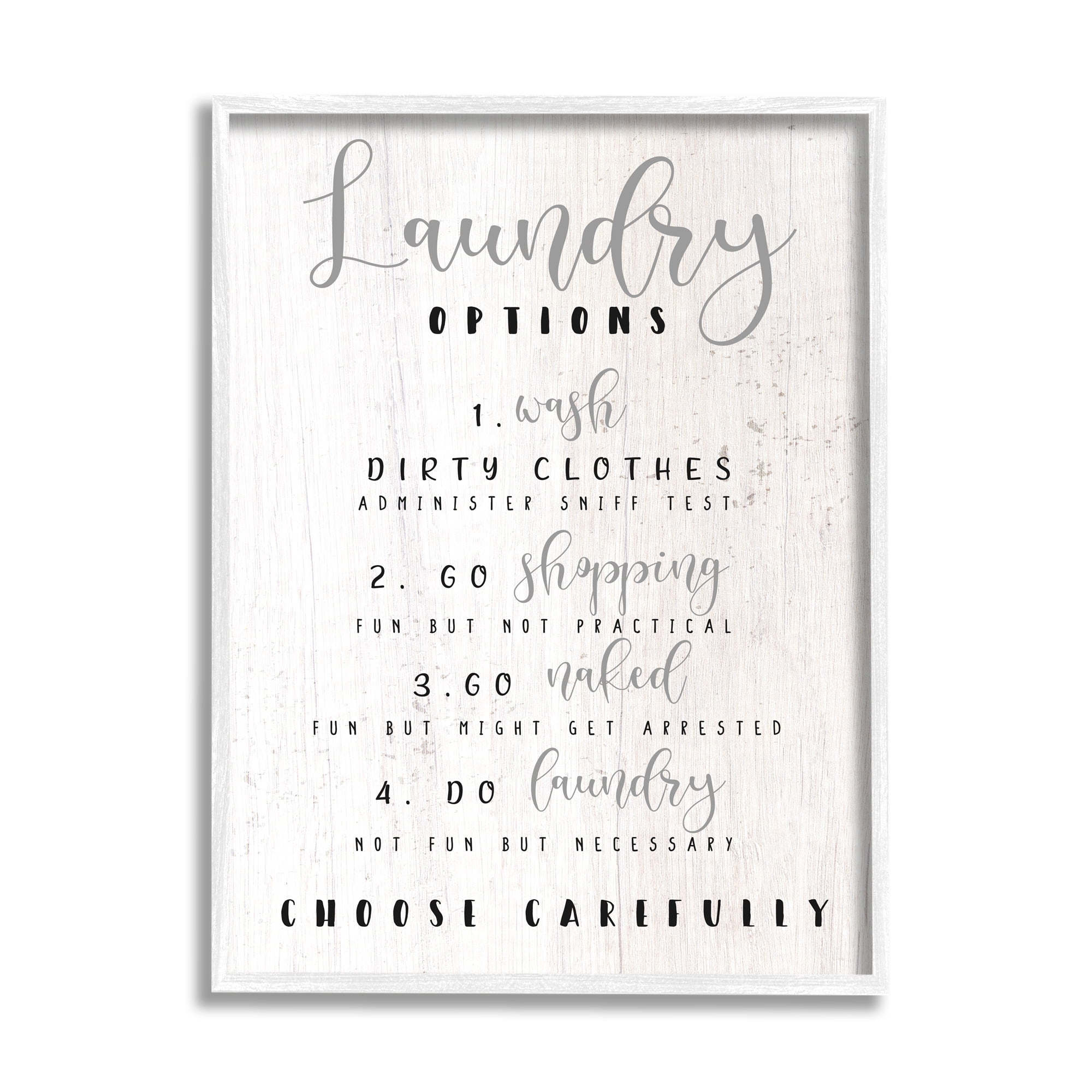 Stupell Industries Laundry Option List Wash or Go Naked Humor, 16 x 20, Designed by Daphne Polselli
