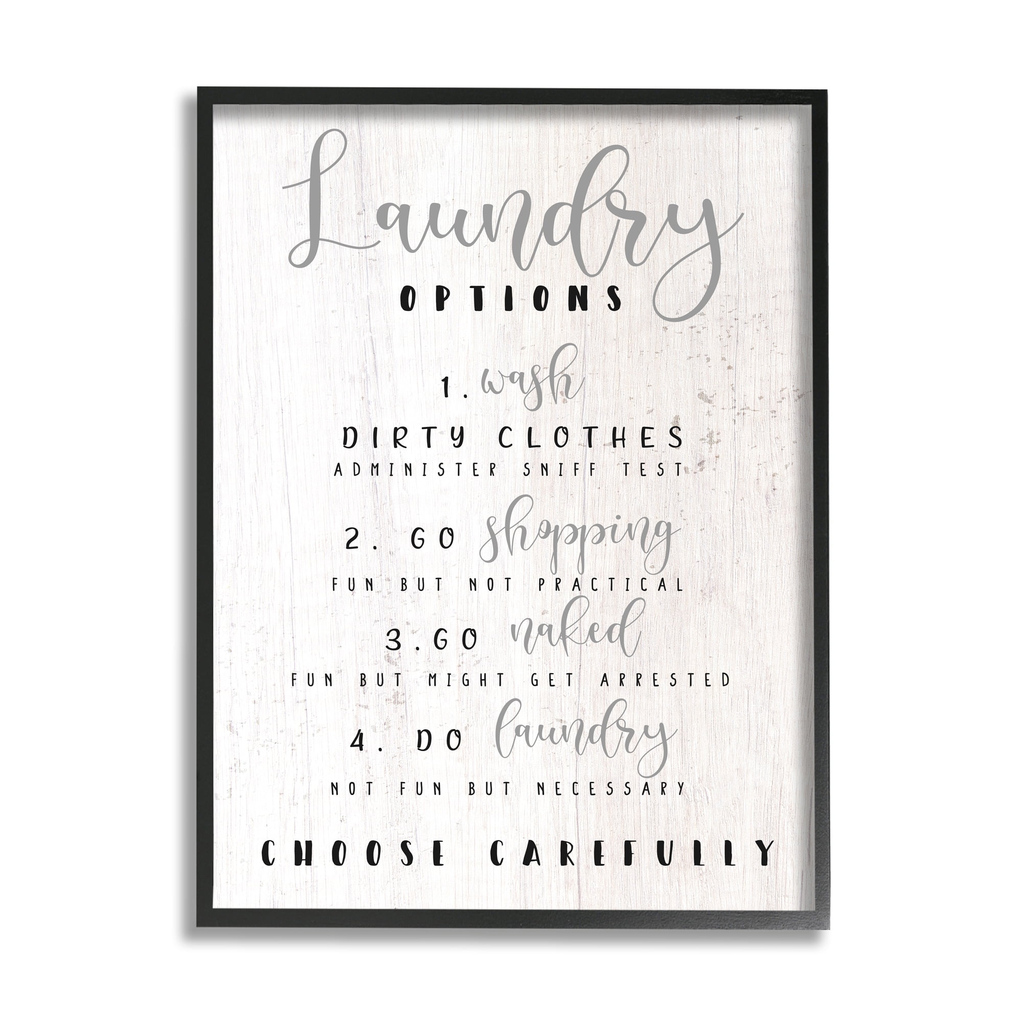Stupell Industries Laundry Option List Wash or Go Naked Humor, 16 x 20, Designed by Daphne Polselli