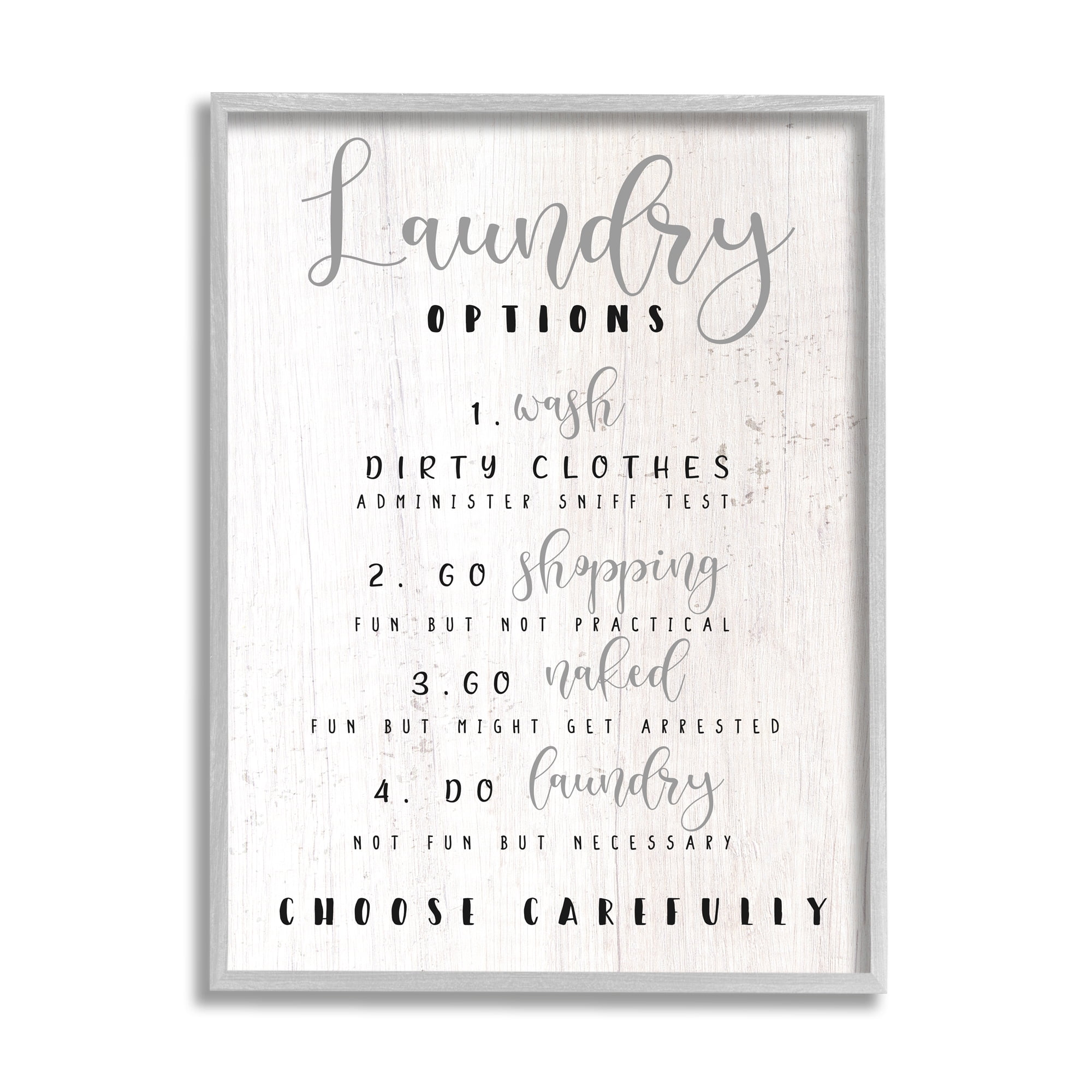 Stupell Industries Laundry Option List Wash or Go Naked Humor, 24 x 30, Designed by Daphne Polselli