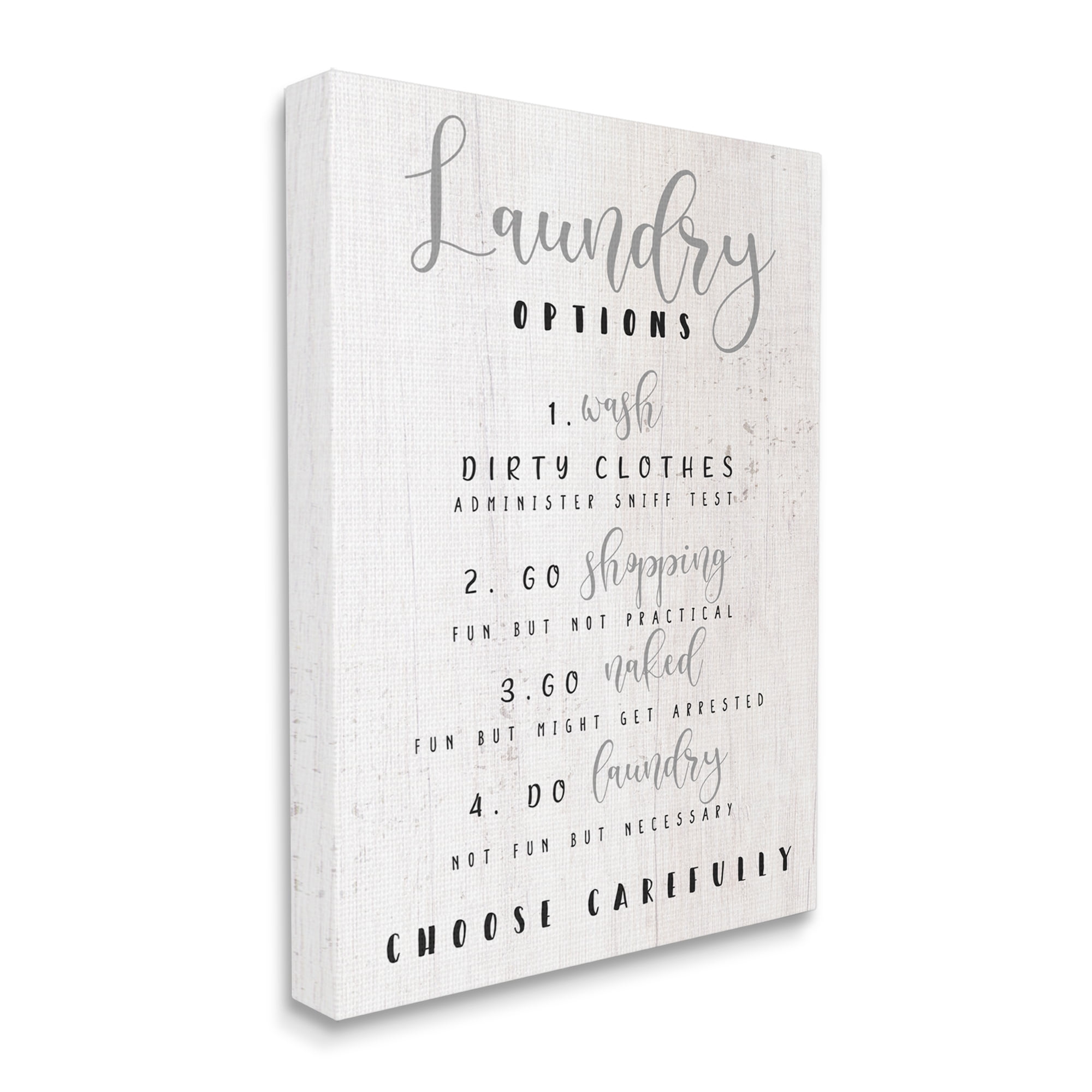 Stupell Industries Laundry Option List Wash or Go Naked Humor, 36 x 48, Designed by Daphne Polselli