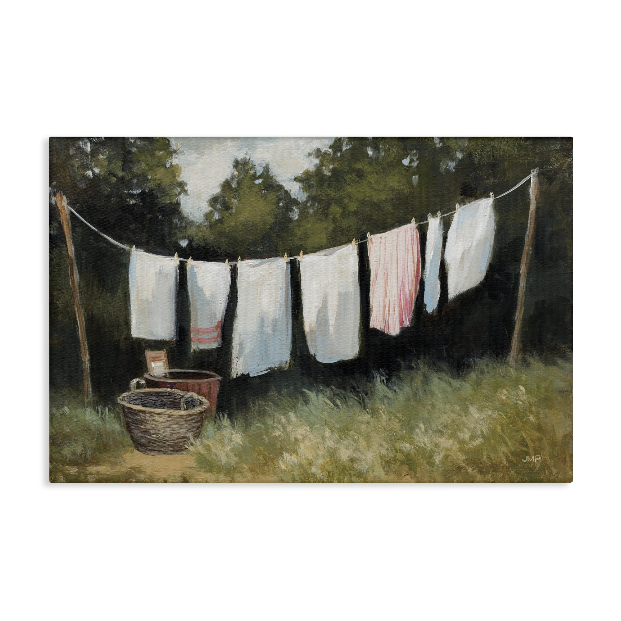Stupell Industries Laundry Out To Dry Bath & Laundry Painting Wrapped Canvas Art Print Wall Art, 24 x 16