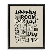 Stupell Industries Laundry Phrases Mixed Typography Bath & Laundry Painting Black Floater Framed Canvas Art Print Wall Art, 17 x 21
