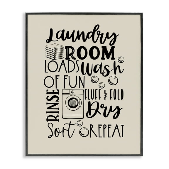 Stupell Industries Laundry Phrases Mixed Typography Bath & Laundry Painting Black Framed Art Print Wall Art, 11 x 14