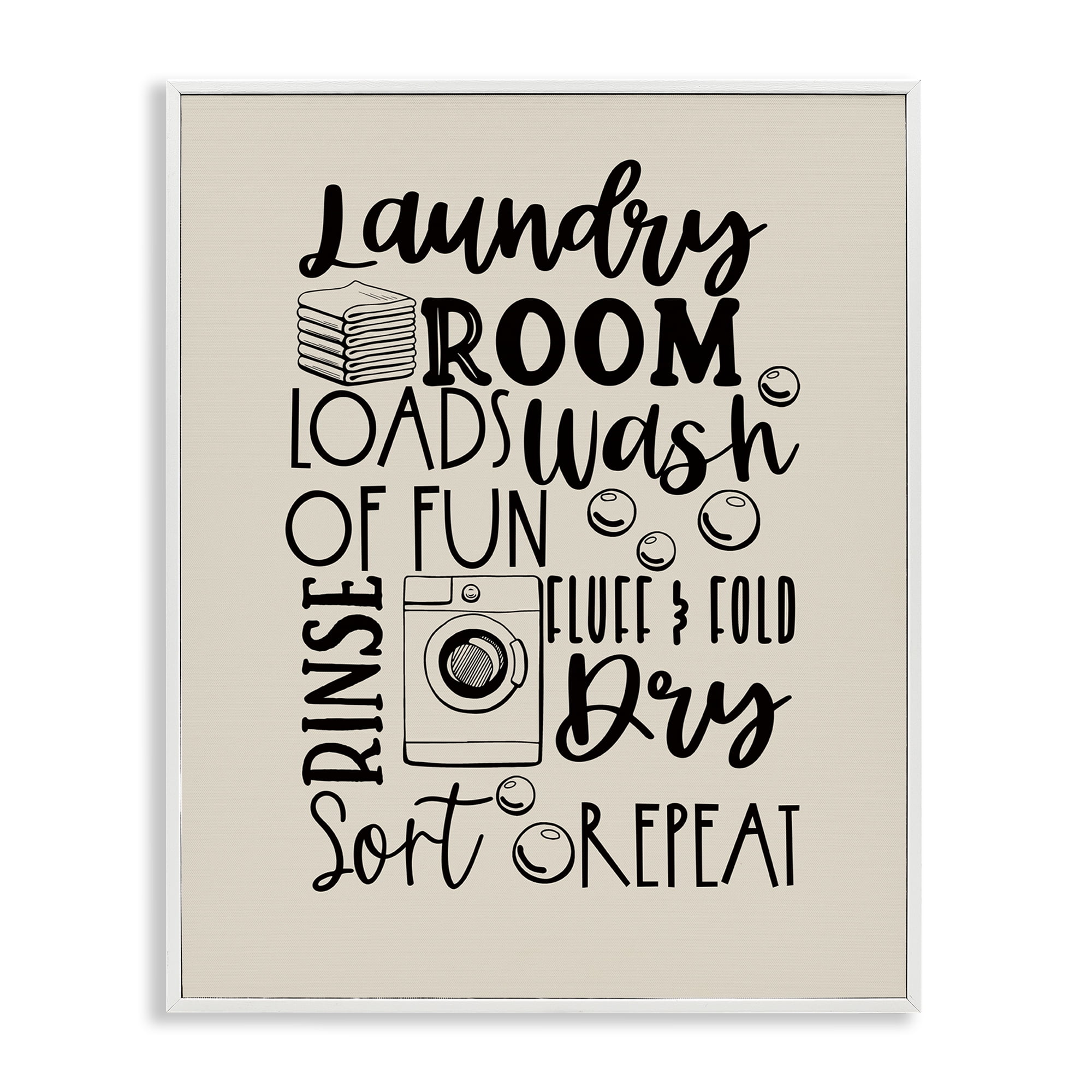 Stupell Industries Laundry Phrases Mixed Typography Bath & Laundry Painting White Framed Art Print Wall Art, 16 x 20