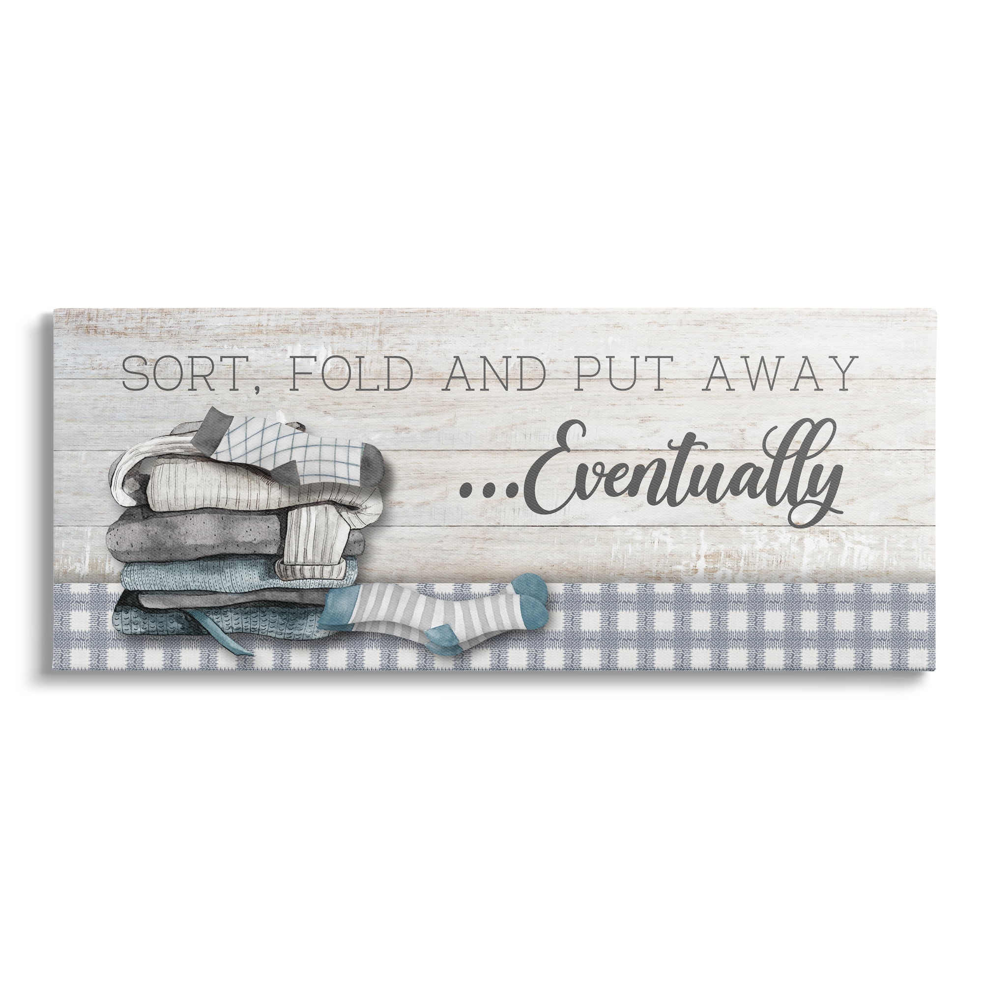 Stupell Industries Laundry Put Away Eventually Typography Painting Gallery Wrapped Canvas Art Print Wall Art, 48 x 20